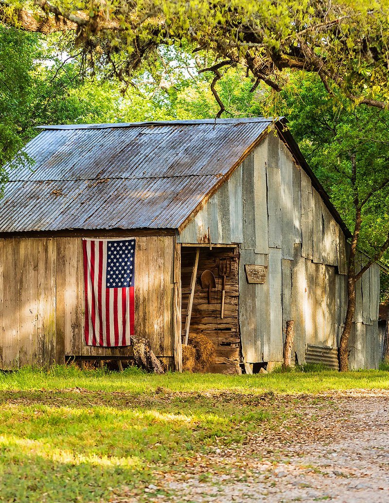 Barn with American flag